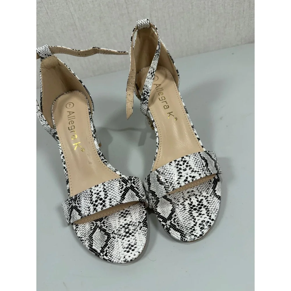 Allegra K Women's Snakeskin Heels Chunky Heels‎ Ankle Strap Sandals women size 7